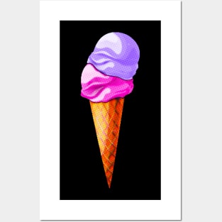 Pink And Purple Ice Cream Cone Posters and Art